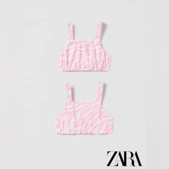 ⚜️ 2/$10 - NWT - Zara Girls Textured Pink/White Zebra Print Tank - Size 13/14 - Picture 1 of 3
